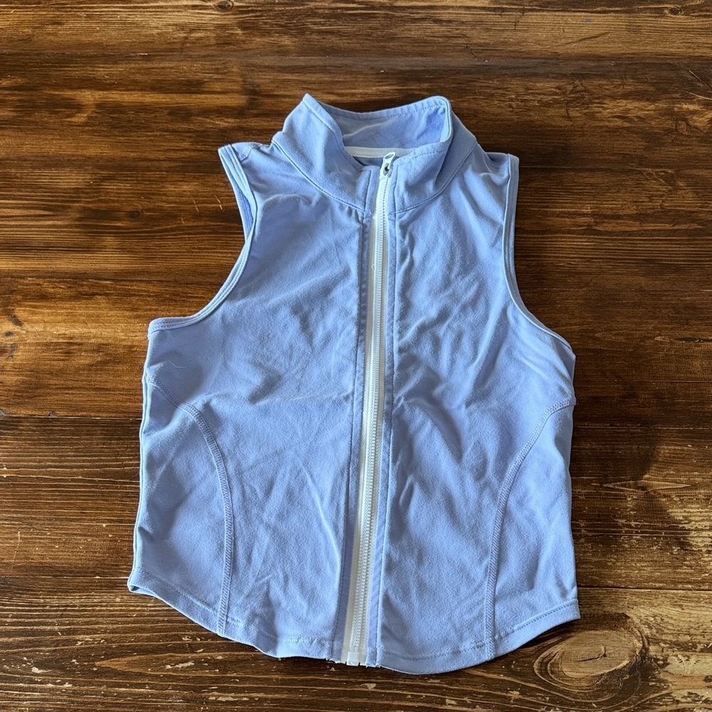 HALARA Light Blue Sleeveless Zip-Up Top